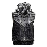 New Zealand Aotearoa Sleeveless Zip Hoodie Maori Manta Ray Moko Black - Polynesian Pride
