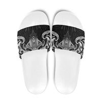 New Zealand Aotearoa Slide Sandals Maori Manta Ray Moko Black - Polynesian Pride