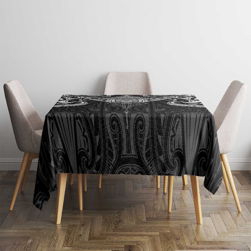 New Zealand Aotearoa Tablecloth Maori Manta Ray Moko Black - Polynesian Pride