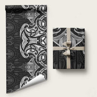 New Zealand Aotearoa Wrapping Paper Maori Manta Ray Moko Black - Polynesian Pride