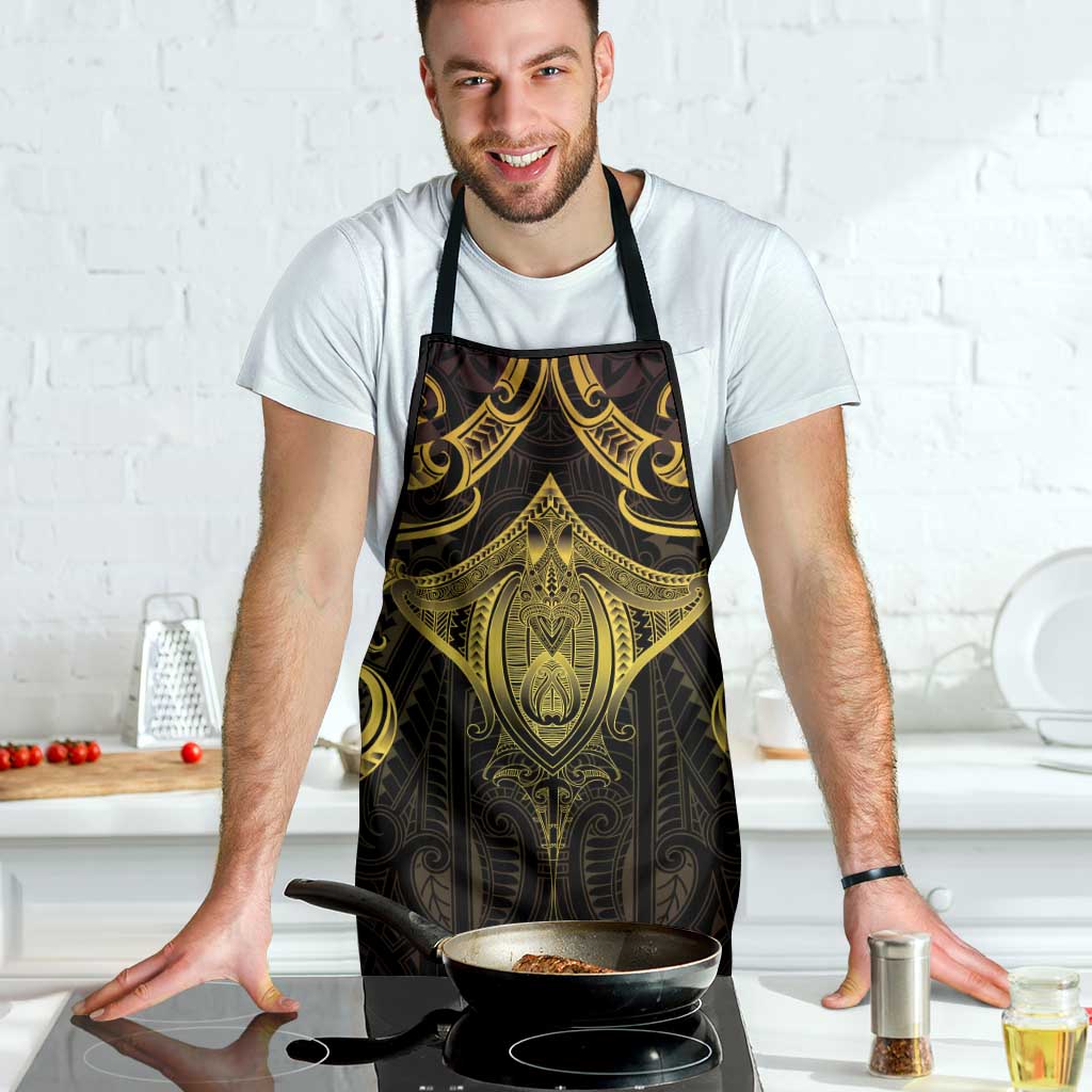 New Zealand Aotearoa Apron Maori Manta Ray Moko Gold - Polynesian Pride