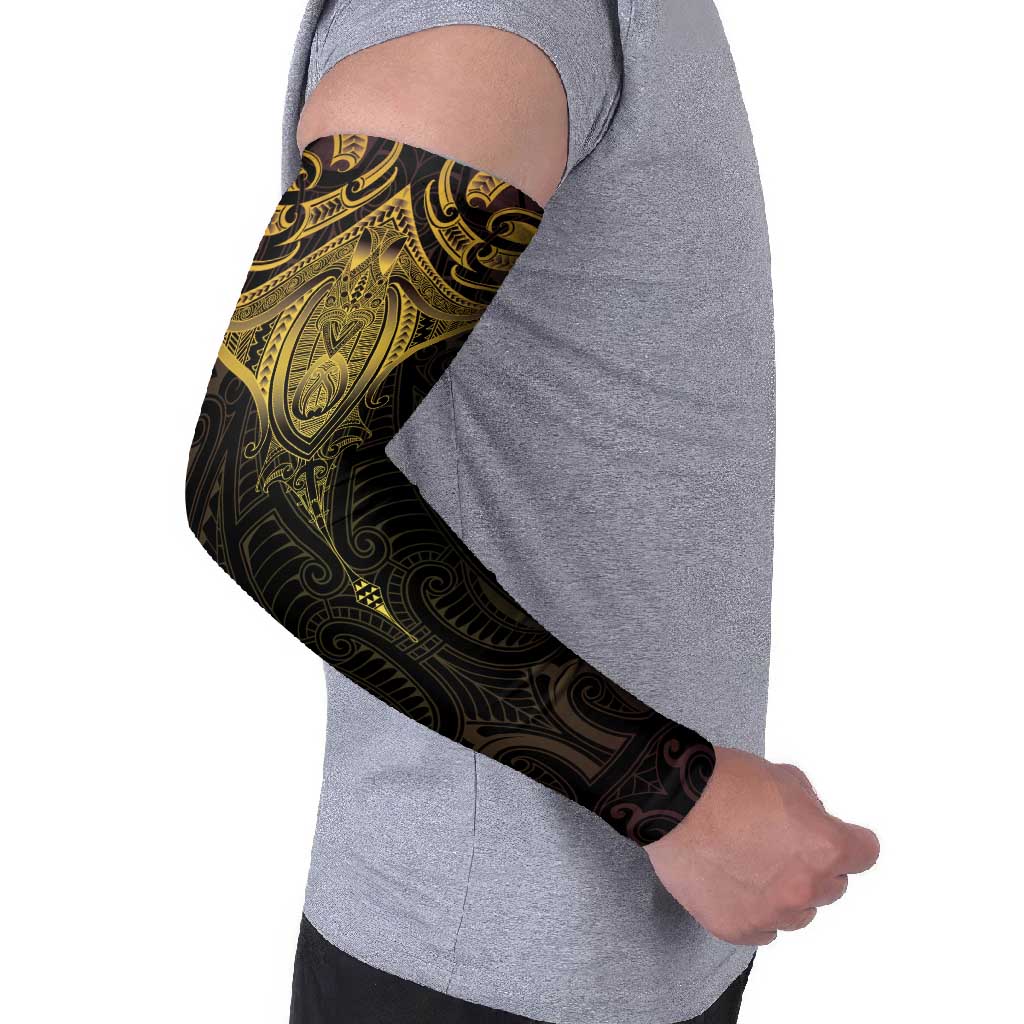 New Zealand Aotearoa Arm Sleeves Maori Manta Ray Moko Gold - Polynesian Pride