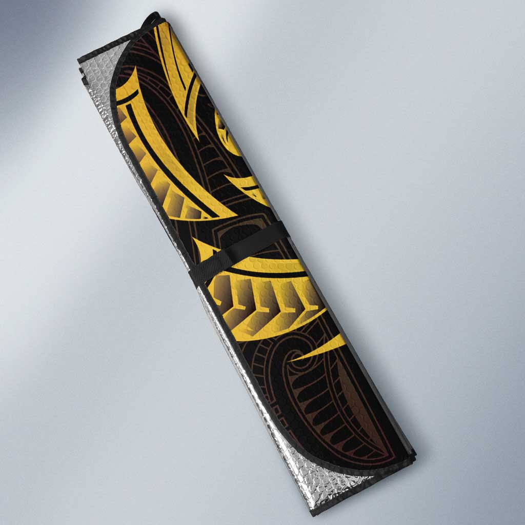 New Zealand Aotearoa Auto Sun Shade Maori Manta Ray Moko Gold - Polynesian Pride