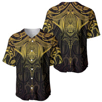 New Zealand Aotearoa Baseball Jersey Maori Manta Ray Moko Gold - Polynesian Pride