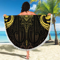 New Zealand Aotearoa Beach Blanket Maori Manta Ray Moko Gold - Polynesian Pride