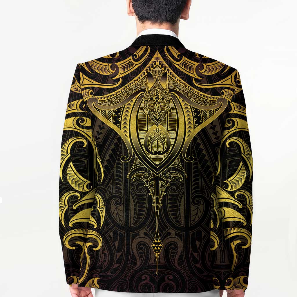New Zealand Aotearoa Blazer Maori Manta Ray Moko Gold - Polynesian Pride