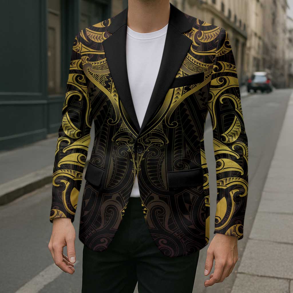 New Zealand Aotearoa Blazer Maori Manta Ray Moko Gold - Polynesian Pride