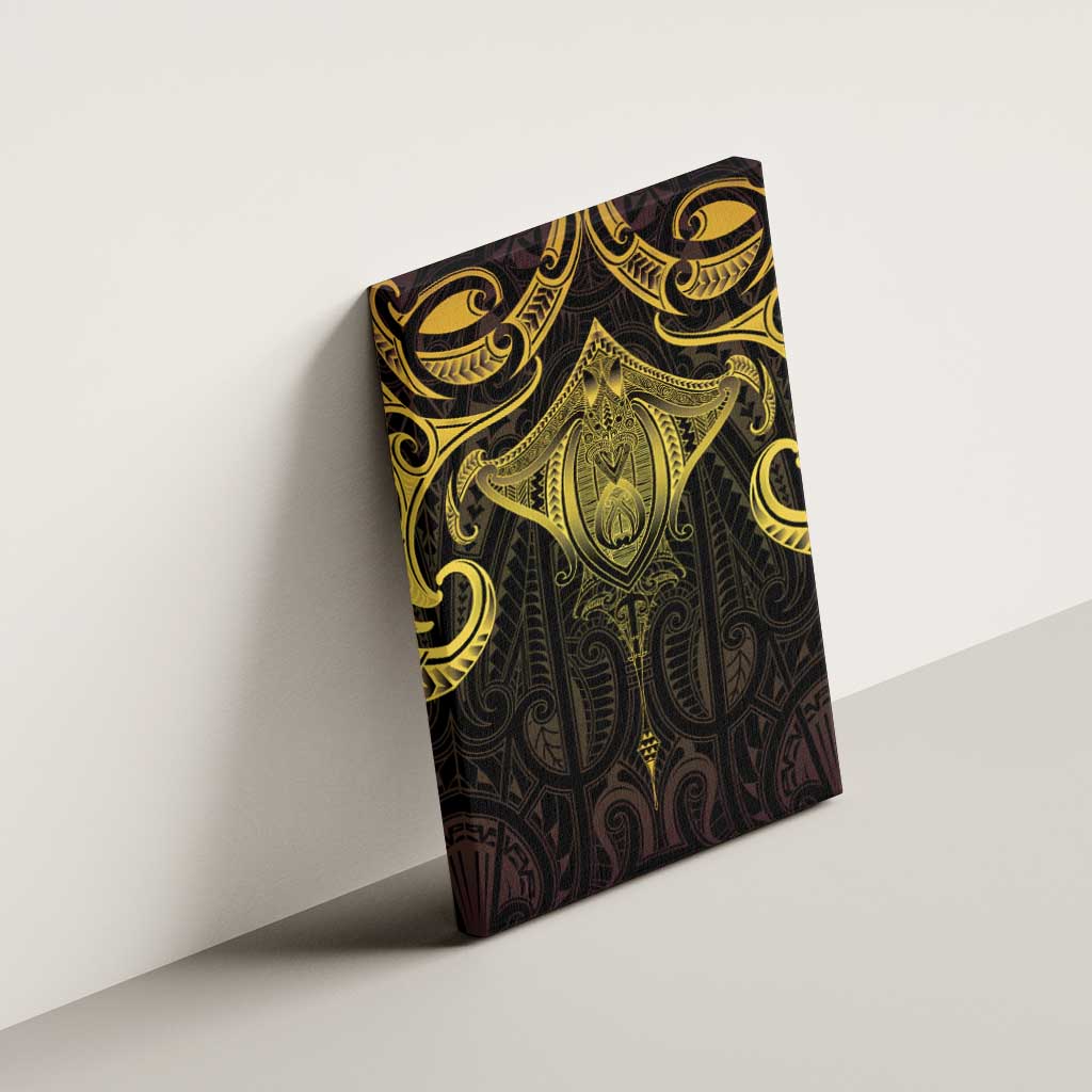 New Zealand Aotearoa Canvas Wall Art Maori Manta Ray Moko Gold - Polynesian Pride