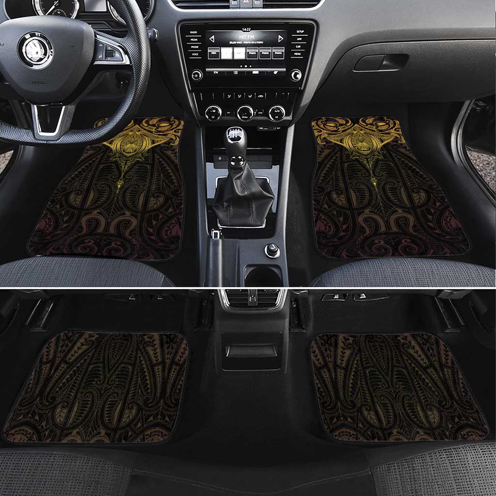 New Zealand Aotearoa Car Mats Maori Manta Ray Moko Gold - Polynesian Pride