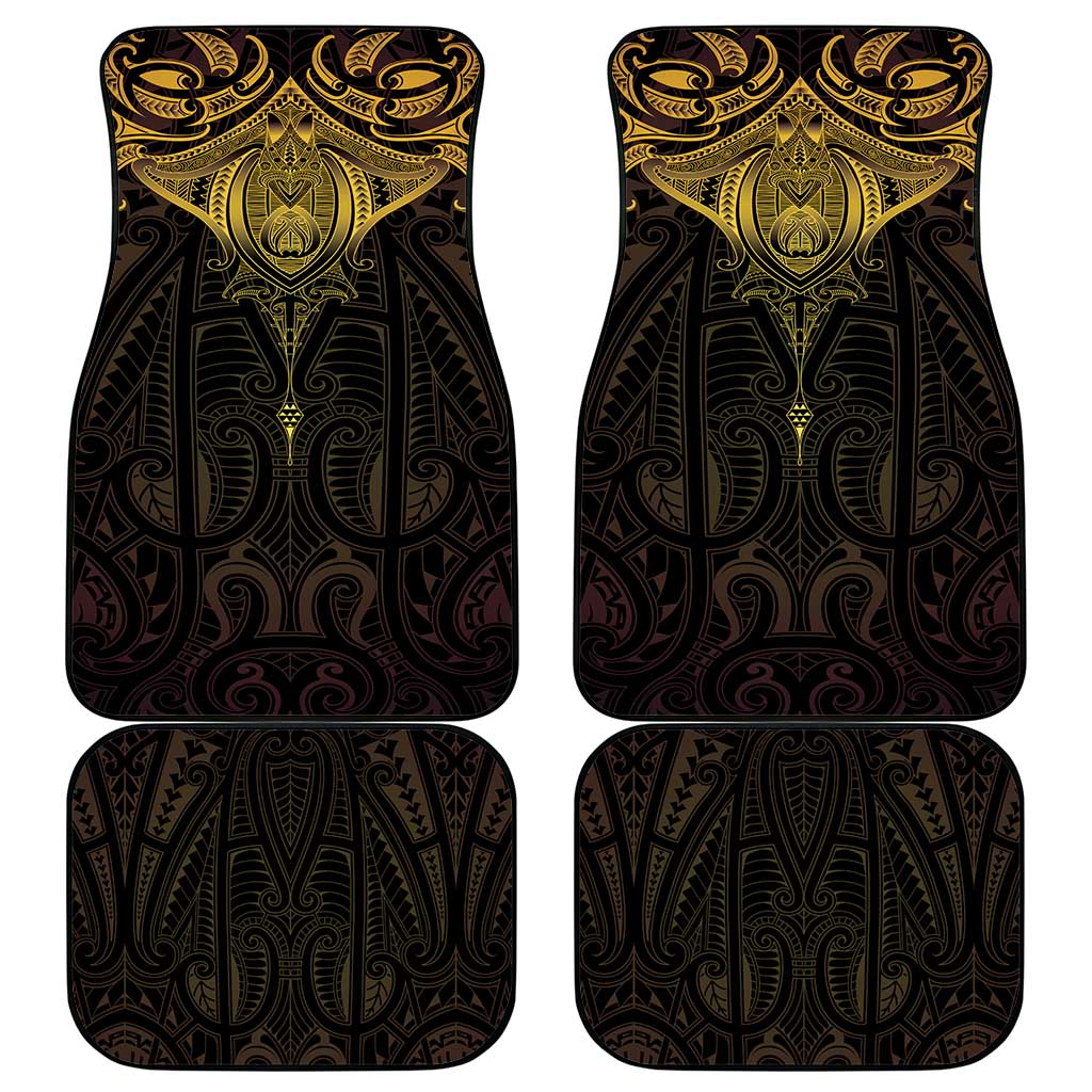 New Zealand Aotearoa Car Mats Maori Manta Ray Moko Gold - Polynesian Pride