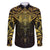 New Zealand Aotearoa Family Matching Off Shoulder Short Dress and Hawaiian Shirt Maori Manta Ray Moko Gold - Polynesian Pride