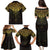 New Zealand Aotearoa Family Matching Puletasi and Hawaiian Shirt Maori Manta Ray Moko Gold - Polynesian Pride
