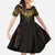 New Zealand Aotearoa Family Matching Summer Maxi Dress and Hawaiian Shirt Maori Manta Ray Moko Gold - Polynesian Pride