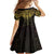 New Zealand Aotearoa Family Matching Summer Maxi Dress and Hawaiian Shirt Maori Manta Ray Moko Gold - Polynesian Pride