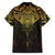 New Zealand Aotearoa Family Matching Summer Maxi Dress and Hawaiian Shirt Maori Manta Ray Moko Gold - Polynesian Pride