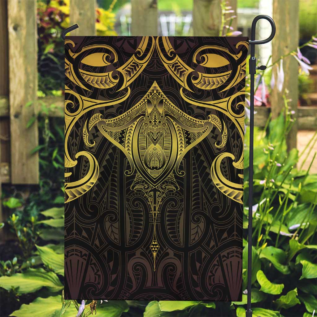 New Zealand Aotearoa Garden Flag Maori Manta Ray Moko Gold - Polynesian Pride
