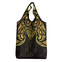New Zealand Aotearoa Grocery Bag Maori Manta Ray Moko Gold - Polynesian Pride