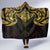New Zealand Aotearoa Hooded Blanket Maori Manta Ray Moko Gold - Polynesian Pride