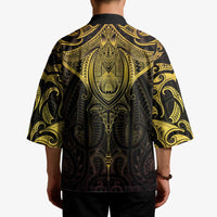 New Zealand Aotearoa Kimono Maori Manta Ray Moko Gold - Polynesian Pride