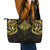 New Zealand Aotearoa Leather Tote Bag Maori Manta Ray Moko Gold - Polynesian Pride