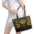 New Zealand Aotearoa Leather Tote Bag Maori Manta Ray Moko Gold - Polynesian Pride