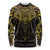 New Zealand Aotearoa Long Sleeve Shirt Maori Manta Ray Moko Gold - Polynesian Pride