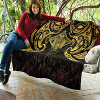 New Zealand Aotearoa Quilt Maori Manta Ray Moko Gold - Polynesian Pride