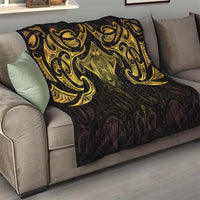 New Zealand Aotearoa Quilt Maori Manta Ray Moko Gold - Polynesian Pride