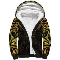 New Zealand Aotearoa Sherpa Hoodie Maori Manta Ray Moko Gold - Polynesian Pride