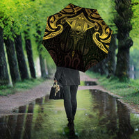 New Zealand Aotearoa Umbrella Maori Manta Ray Moko Gold - Polynesian Pride