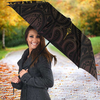 New Zealand Aotearoa Umbrella Maori Manta Ray Moko Gold - Polynesian Pride