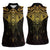 New Zealand Aotearoa Women Sleeveless Polo Shirt Maori Manta Ray Moko Gold - Polynesian Pride