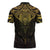 New Zealand Aotearoa Zipper Polo Shirt Maori Manta Ray Moko Gold - Polynesian Pride