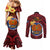 Papua New Guinea Gulf Province Couples Matching Mermaid Dress and Long Sleeve Button Shirts Mix Coat Of Arms Polynesian Pattern LT05 - Polynesian Pride