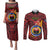 Papua New Guinea Gulf Province Couples Matching Puletasi Dress and Long Sleeve Button Shirts Mix Coat Of Arms Polynesian Pattern LT05 Red - Polynesian Pride