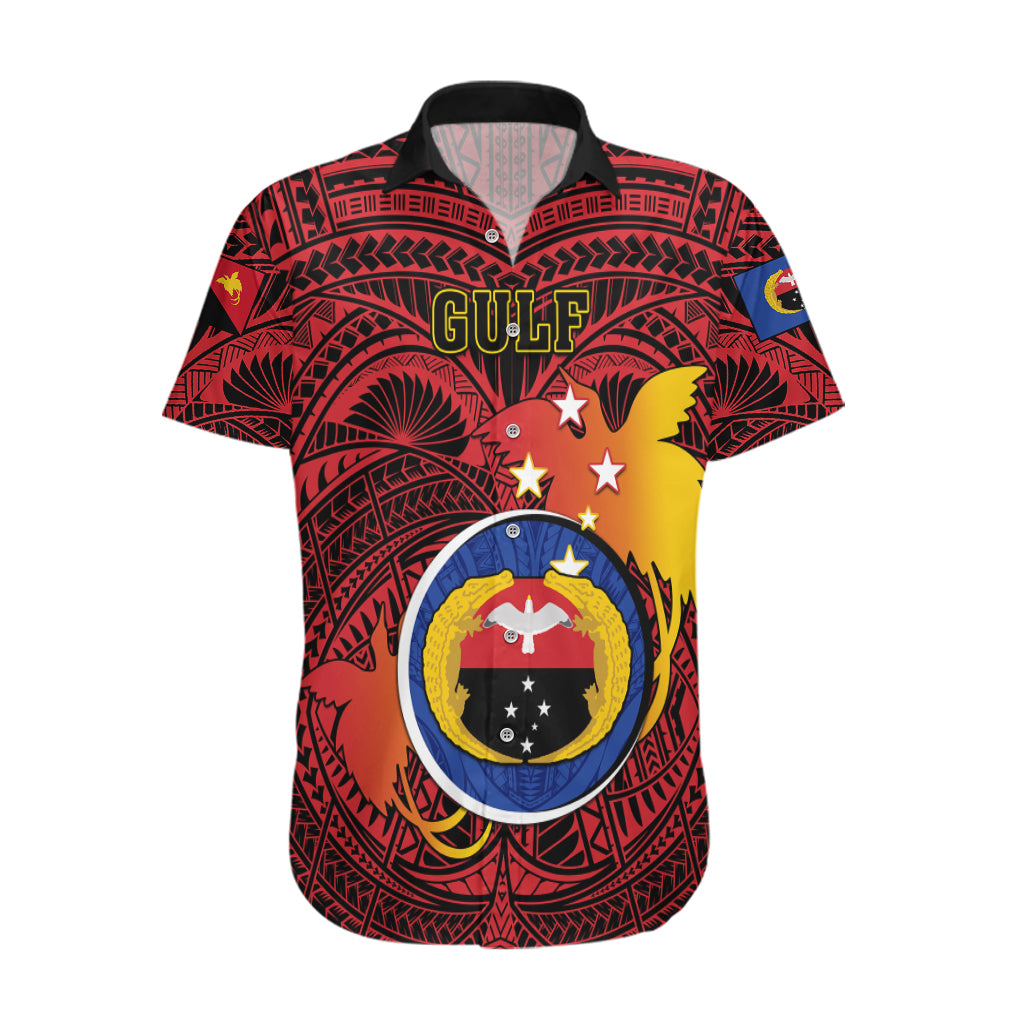 Personalized Papua New Guinea Gulf Province Hawaiian Shirt Mix Coat Of Arms Polynesian Pattern LT05 Red - Polynesian Pride
