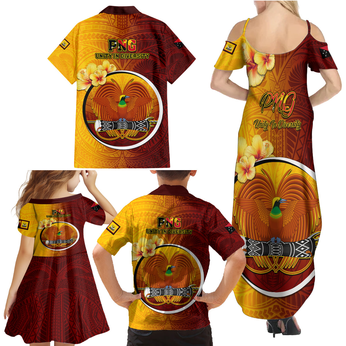 Papua New Guinea Western Province Family Matching Summer Maxi Dress and Hawaiian Shirt Mix Coat Of Arms Polynesian Pattern LT05 - Polynesian Pride