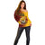 Papua New Guinea Western Province Off Shoulder Sweater Mix Coat Of Arms Polynesian Pattern LT05 - Polynesian Pride