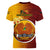 Papua New Guinea Western Province Women V Neck T Shirt Mix Coat Of Arms Polynesian Pattern LT05 - Polynesian Pride