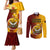 Personalized Papua New Guinea Western Province Couples Matching Mermaid Dress and Long Sleeve Button Shirts Mix Coat Of Arms Polynesian Pattern LT05 Red - Polynesian Pride