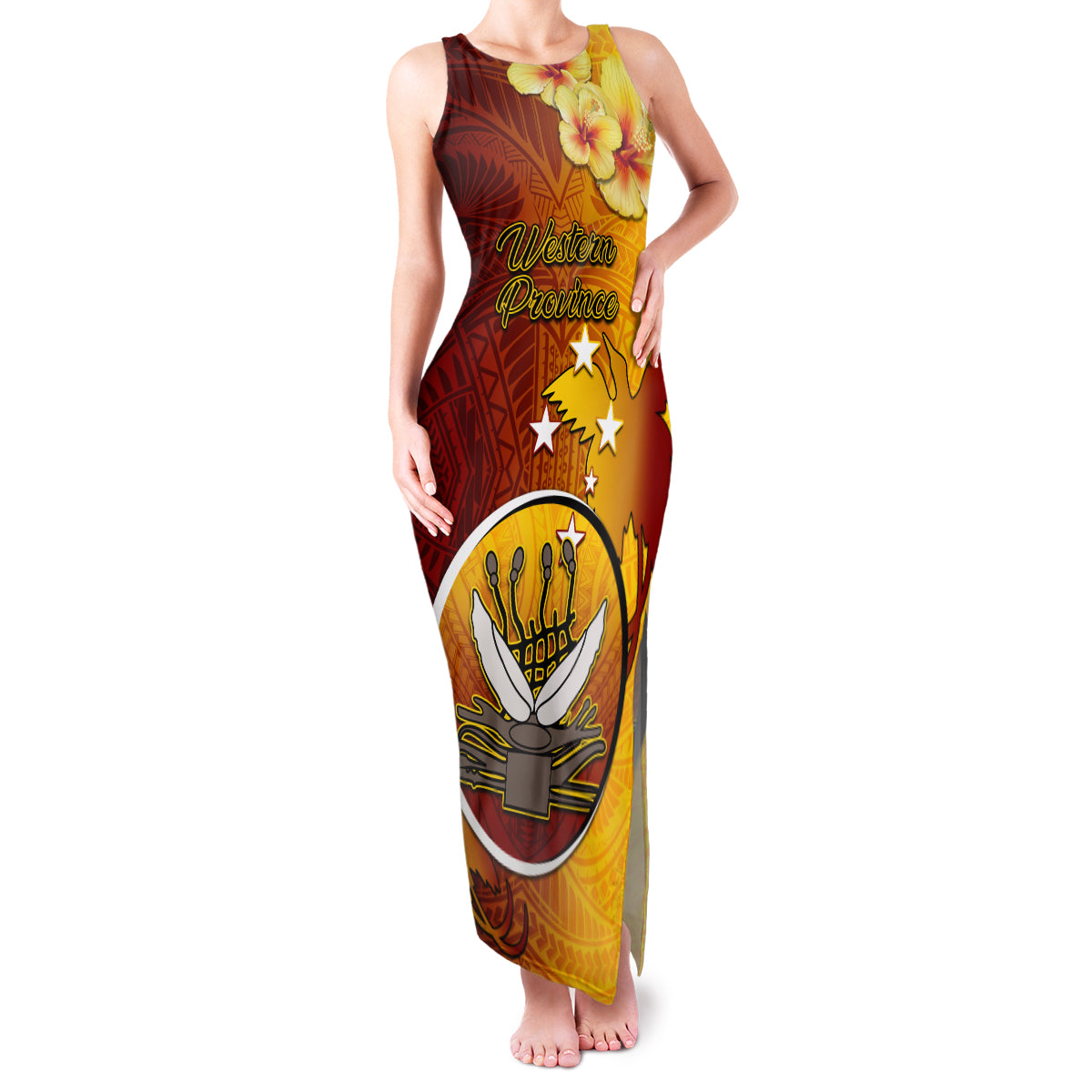 Personalized Papua New Guinea Western Province Family Matching Tank Maxi Dress and Hawaiian Shirt Mix Coat Of Arms Polynesian Pattern LT05 Mom's Dress Red - Polynesian Pride