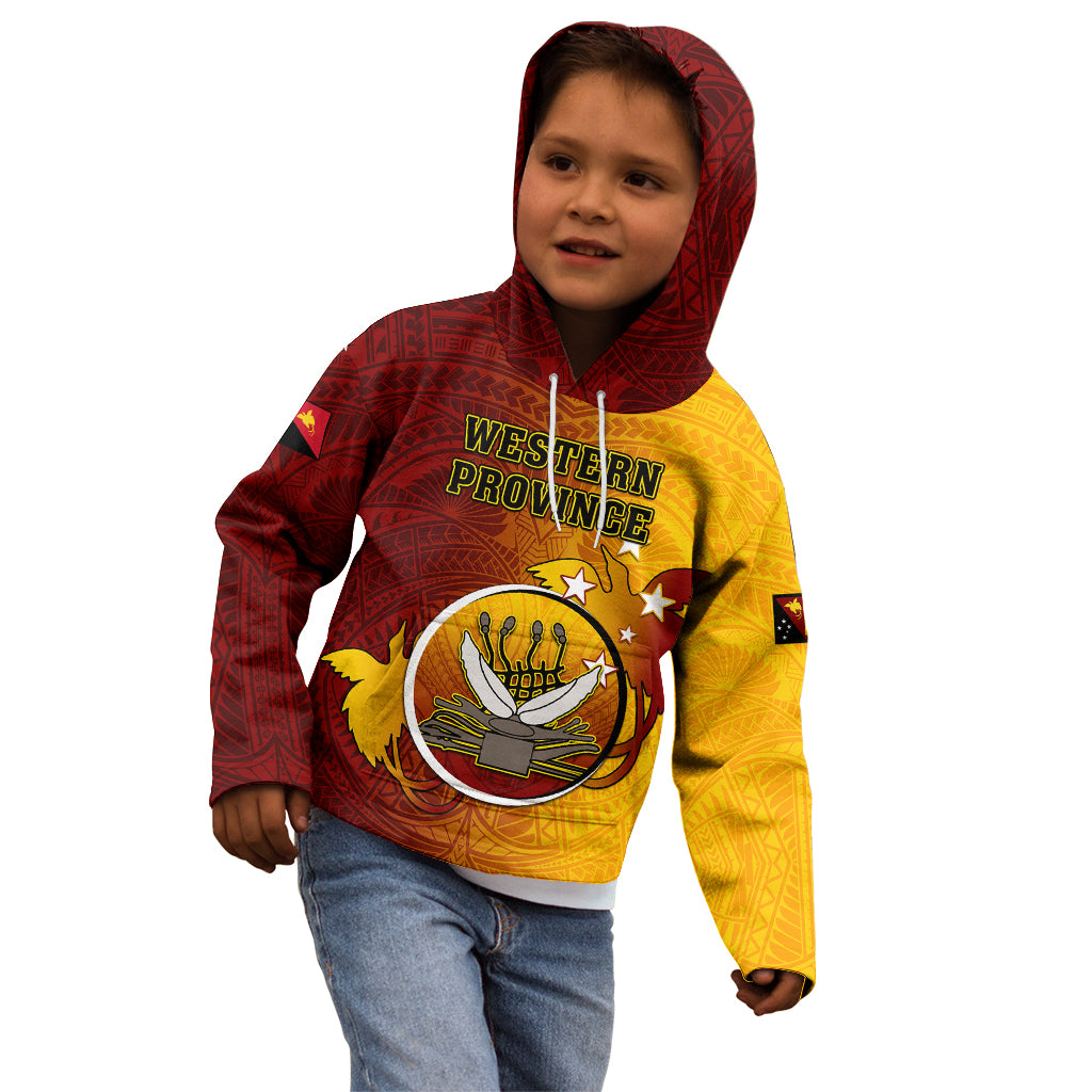Personalized Papua New Guinea Western Province Kid Hoodie Mix Coat Of Arms Polynesian Pattern LT05 - Polynesian Pride