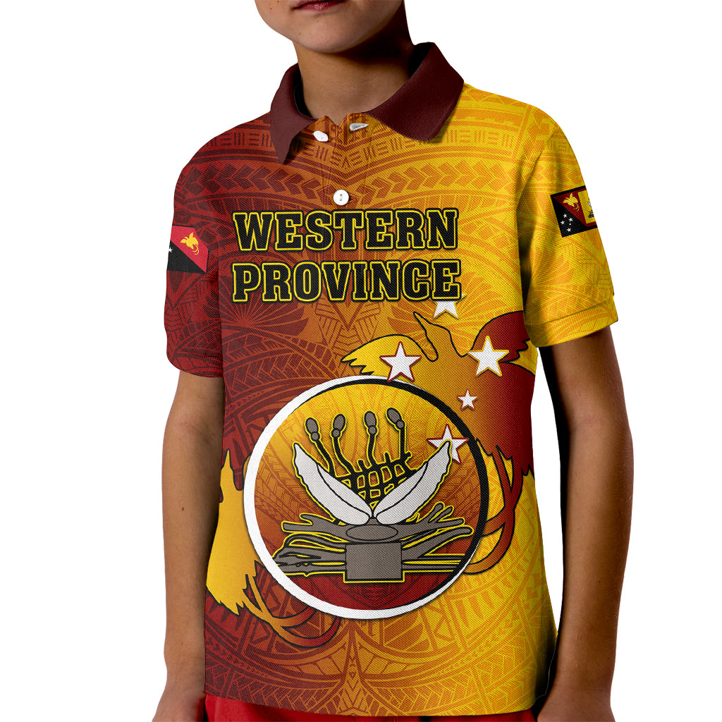 Personalized Papua New Guinea Western Province Kid Polo Shirt Mix Coat Of Arms Polynesian Pattern LT05 Kid Red - Polynesian Pride