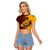 Personalized Papua New Guinea Western Province Raglan Cropped T Shirt Mix Coat Of Arms Polynesian Pattern LT05 Female Red - Polynesian Pride