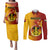 Papua New Guinea Madang Province Couples Matching Puletasi Dress and Long Sleeve Button Shirts Mix Coat Of Arms Polynesian Pattern LT05 Yellow - Polynesian Pride