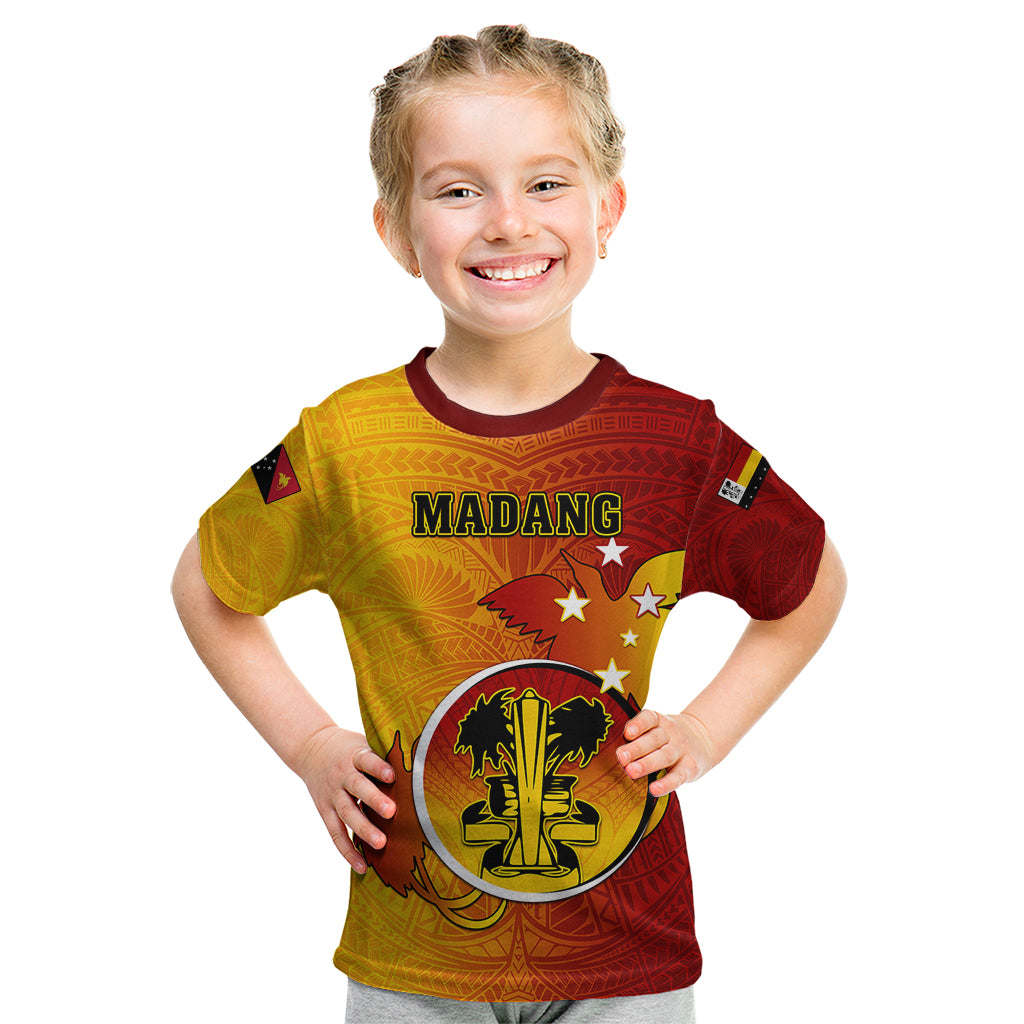 Papua New Guinea Madang Province Kid T Shirt Mix Coat Of Arms Polynesian Pattern LT05 Yellow - Polynesian Pride