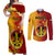 Personalized Papua New Guinea Madang Province Couples Matching Off Shoulder Maxi Dress and Long Sleeve Button Shirts Mix Coat Of Arms Polynesian Pattern LT05 Yellow - Polynesian Pride
