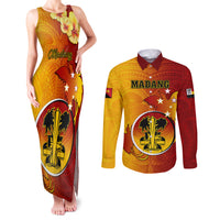 Personalized Papua New Guinea Madang Province Couples Matching Tank Maxi Dress and Long Sleeve Button Shirts Mix Coat Of Arms Polynesian Pattern LT05 Yellow - Polynesian Pride