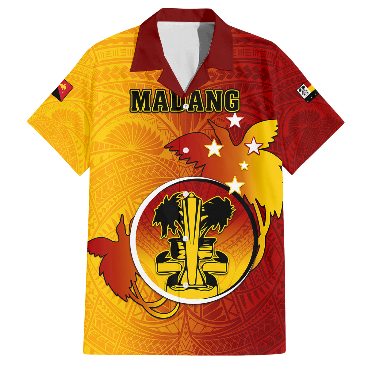 Personalized Papua New Guinea Madang Province Family Matching Tank Maxi Dress and Hawaiian Shirt Mix Coat Of Arms Polynesian Pattern LT05 Dad's Shirt - Short Sleeve Yellow - Polynesian Pride