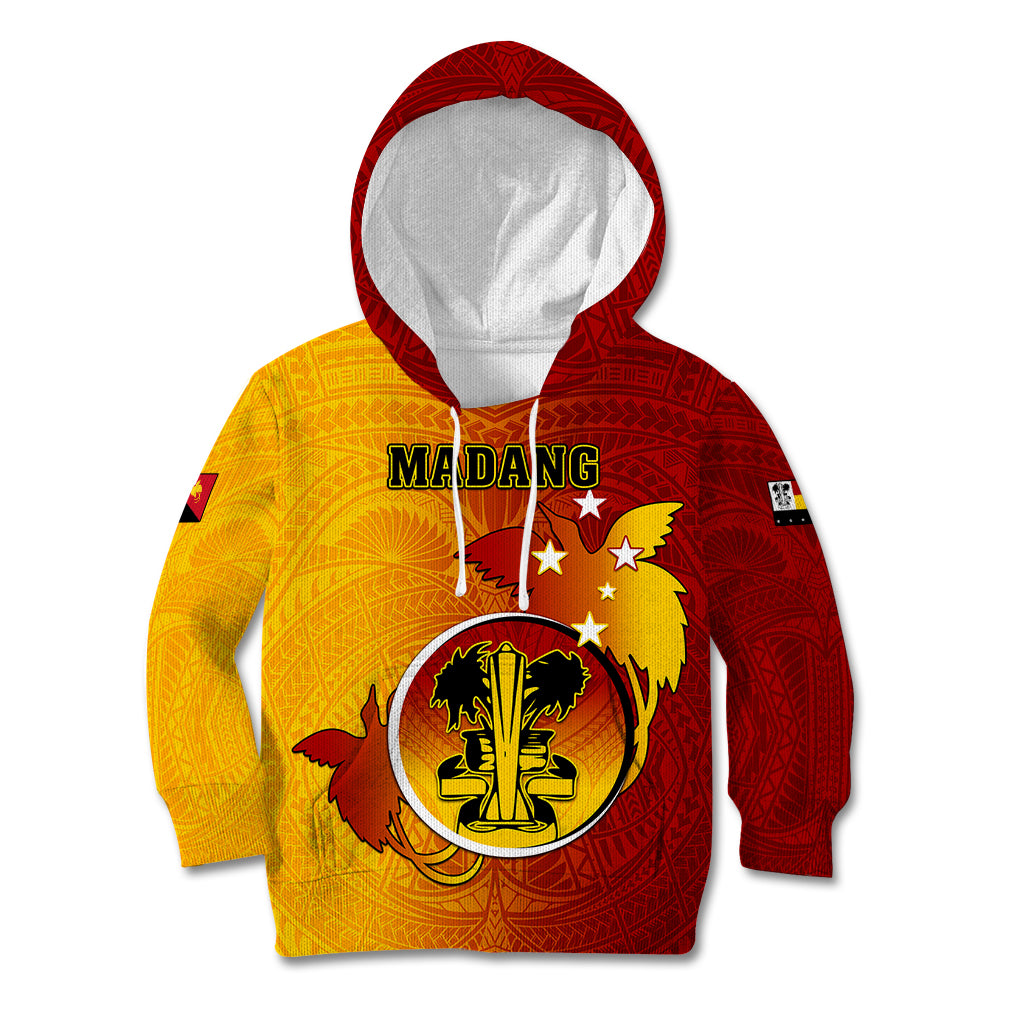 Personalized Papua New Guinea Madang Province Kid Hoodie Mix Coat Of Arms Polynesian Pattern LT05 Hoodie Yellow - Polynesian Pride
